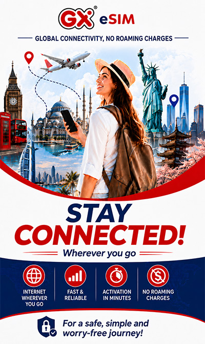 GigaX eSIM global destinations – stay connected worldwide with fast mobile internet and no roaming charges